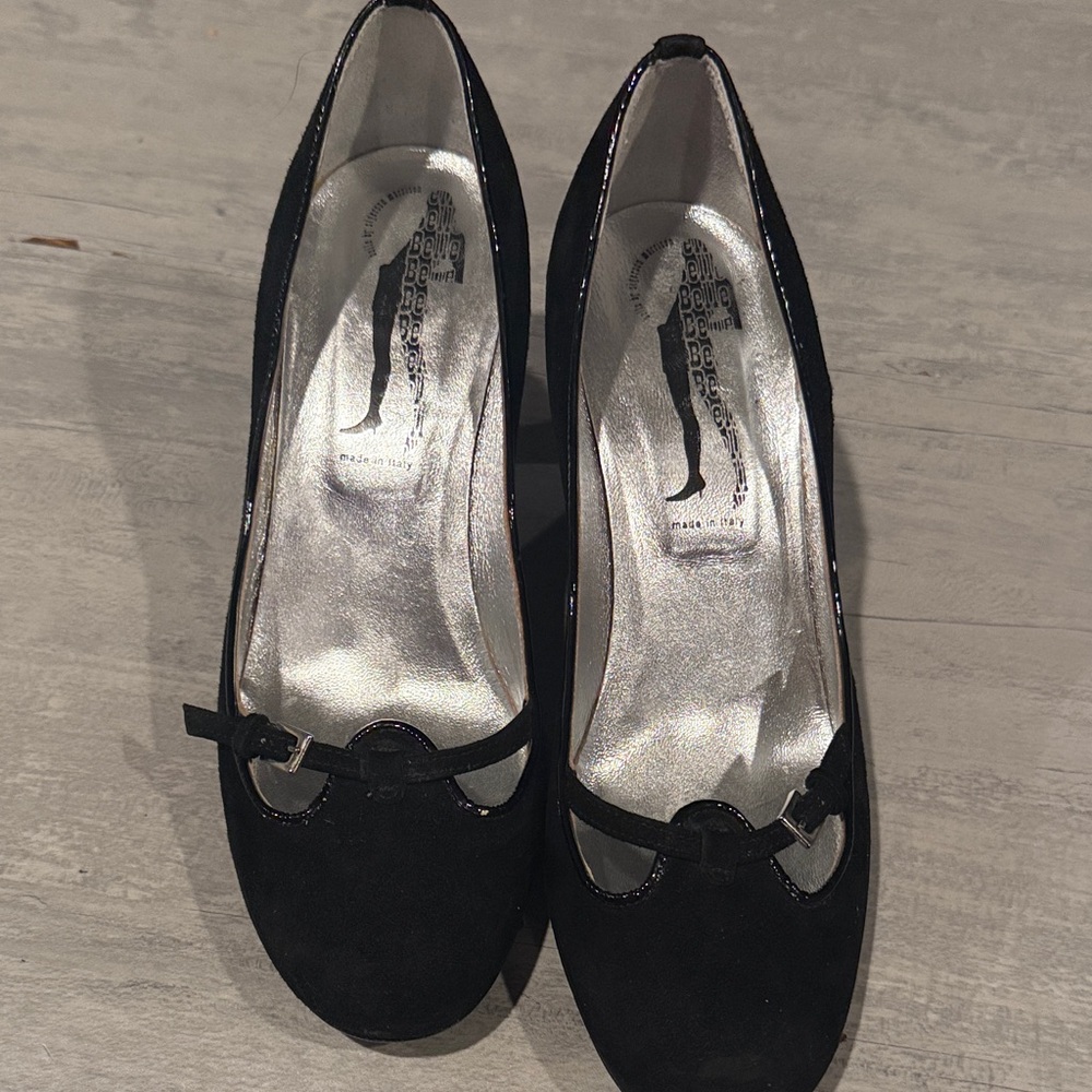 Belle by Sigerson Morrison Black Suede Ballet Flats with Bow Accent
